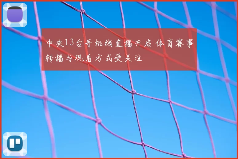 中央13台手机线直播开启 体育赛事转播与观看方式受关注